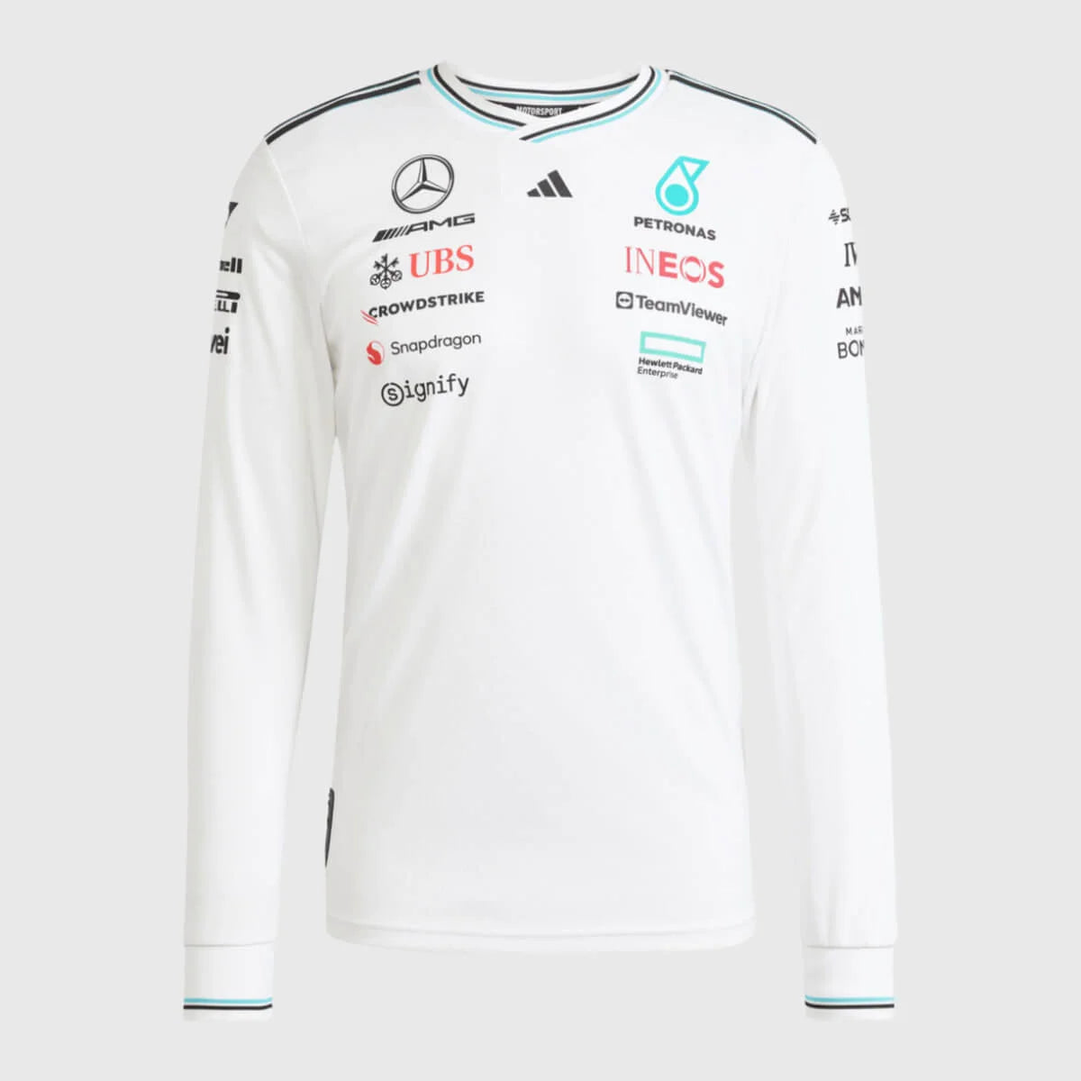 CAMISA MERCEDES AMG PETRONAS 2025 - WHITE EDITION MANGA LONGA